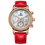 Fashion Luxury brand watches women Elegent leisure gold crystal women's quartz wrist watch red leather waterproof CASIMA #2603