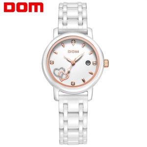 DOM women luxury brand watches waterproof style quartz watch ceramic nurse watch reloj hombre marca de lujo T-580