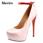 MAVIRS Luxury Designer Round Toe High Heels Platform Women Pumps Stiletto Heels Wedding Party Dress Shoes Ankle Strap