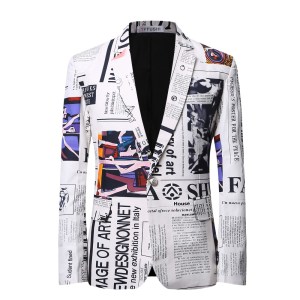 New Arrival Luxury Men Blazer Suit Slim Fit Costume Homme 3D Print Blazer Men Casual Business Dress Blazer Masculino