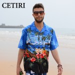 Mens Hawaiian Shirt Coconut Tree Floral Print Shirts Large Cotton Fancy Dress Shirts For Men Summer Style Camisa Vetement Homme
