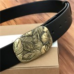 Mens Belts Luxury Brass Vintage Belt Buckle Genuine Leather Men Belt Ceinture Homme Male Belt Cinturones Hombre Jeans  MBT0453