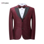 YFFUSHI New Men Suit Party Dress Red Blue Wedding Suits for Men Black Collar Tuxedo Latest Coat Pant Designs Slim 2 Pieces 6XL