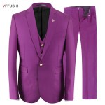 YFFUSHI 3 Pieces Men Suit One Button Homme Mariage Violet Party Dress Mens Suits Wedding Groom Best Man Blazer 6XL