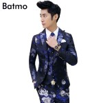  New arrival spring Men printed club Suits Slim Custom Fit Tuxedo  Fashion  Business Dress Wedding Suits Blazer TZ53 3 color