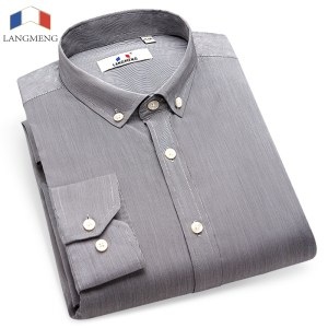 Langmeng brand 100% cotton striped dress shirt men spring autumn mens casual shirts mens business shirt camisa masculina slim