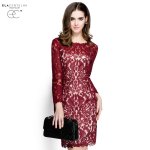 ElaCentelha Brand Dress Summer Autumn Women Lace Hook Flower Hollow Out Dress Casual Full Sleeve Slim Woman Lace Office Dresses
