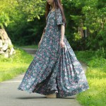 LZJN summer beach dress  small floral cotton maxi shirt dress for women long bohemian dress robe de plage femme sommer kleid