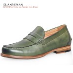 ELANROMAN Summer Men Casual Shoes Penny Loafers Round Toe Cow Genuine Leather Slip-on solid Height Increasing 30mm Massage