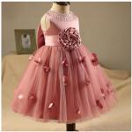 Baby Girls Pageant Formal Dresses  Flowers Big Bow Bead Infant Girls Princess Tutu Dress Gauze Kids Birthday Wedding Dresses