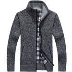 Men's sweater zipper cardigan in autumn and winter with cashmere sweater collar men loose warm sweater dresses