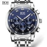 ANGELA BOS Business Stainless Steel Quartz Watch Men Date Week Month Waterproof Luminous Mens Watches Top Brand Luxury 