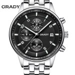 GRADY New Fashion black big dial Men Designer Quartz Watch Male Wrist watch relogio masculino relojes