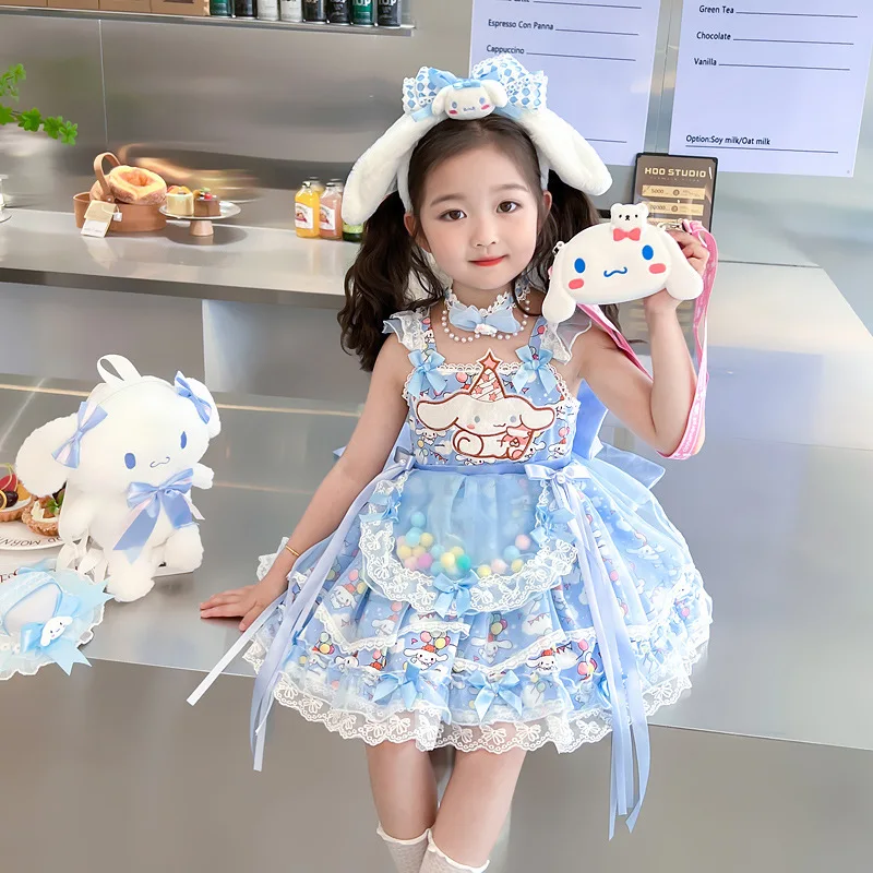 Sanriou Cinnamoroll Dress Girl Clothes Children Dresses Lolita Kawaii Anime Puffy Skirt Girls Party Dresses Summer Dresses Gift - Image 2