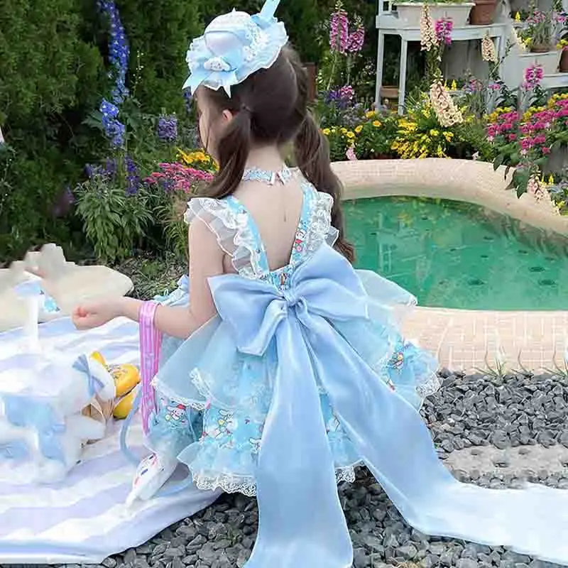 Sanriou Cinnamoroll Dress Girl Clothes Children Dresses Lolita Kawaii Anime Puffy Skirt Girls Party Dresses Summer Dresses Gift - Image 5