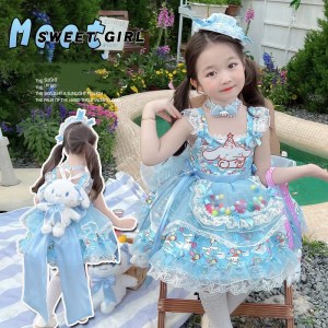 Sanriou Cinnamoroll Dress Girl Clothes Children Dresses Lolita Kawaii Anime Puffy Skirt Girls Party Dresses Summer Dresses Gift