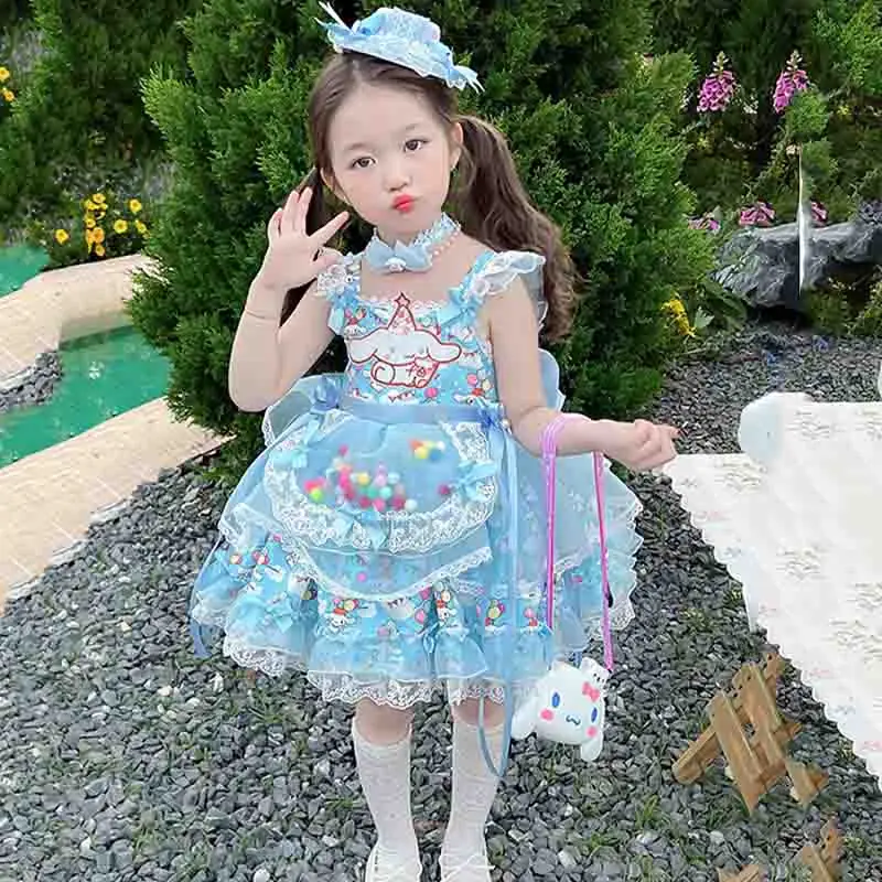 Sanriou Cinnamoroll Dress Girl Clothes Children Dresses Lolita Kawaii Anime Puffy Skirt Girls Party Dresses Summer Dresses Gift - Image 6