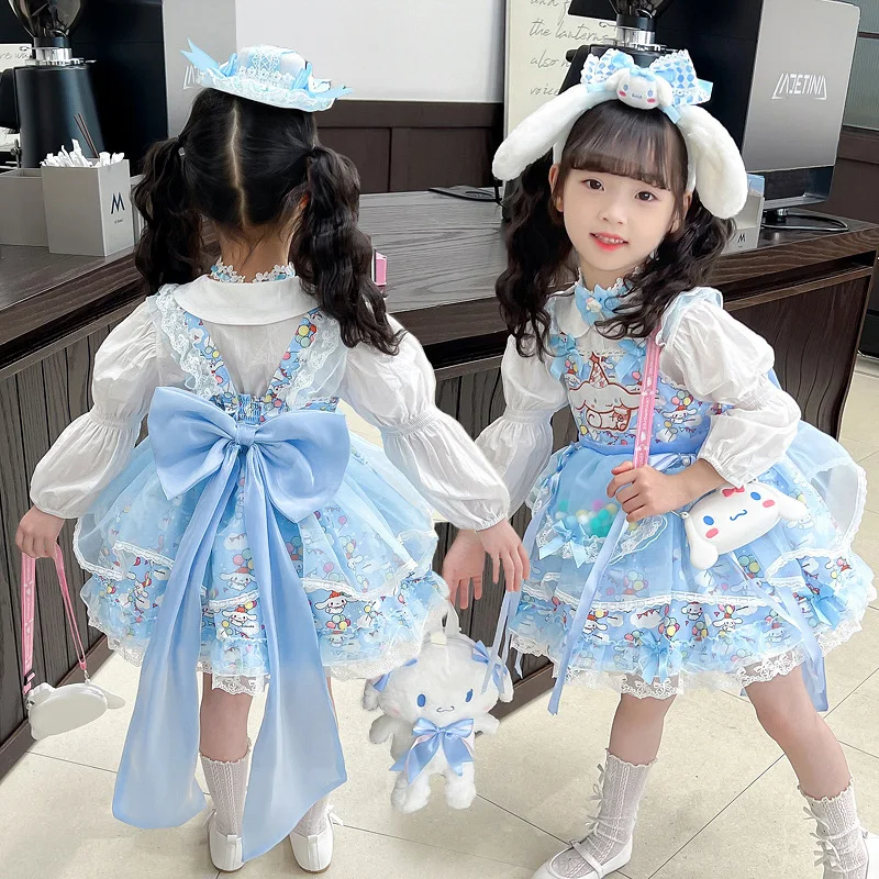 Sanriou Cinnamoroll Dress Girl Clothes Children Dresses Lolita Kawaii Anime Puffy Skirt Girls Party Dresses Summer Dresses Gift - Image 3