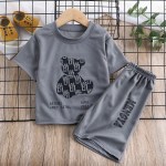 Summer Baby Girls Clothes Set Kid Cartoon Bear Printed T-Shirts And Shorts Suit Children Boy Sport Football Outfits Tracksuits