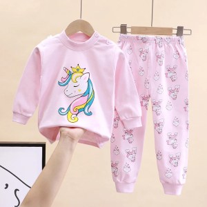 Kids Cartoon Print Clothing Sets Warm Cotton Suits Spring Boys Girls Fashion Pullover+Pants 2Pcs Outfits 0-8 Years