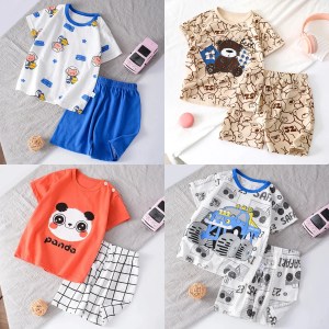 Cartoon Print Kids Boys Clothes Sleeveless Tops+ Shorts 2pcs/set Baby Girls Vest Clothing Set Children Cotton Sport Suit