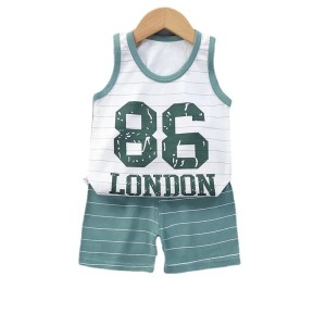 Children's Top and Button Children's Vest Suits Pure Cotton Boys Girls Thin Clothes Baby Clothing Outfit 2pcs