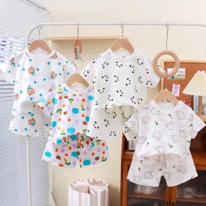 New Children Clothes Pajama Set Soft Solid Color Comfortable Clothing Kids Girls Boys Pajamas Sleepwear